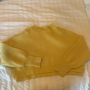 Free People Yellow Easy Street Crop Sweater